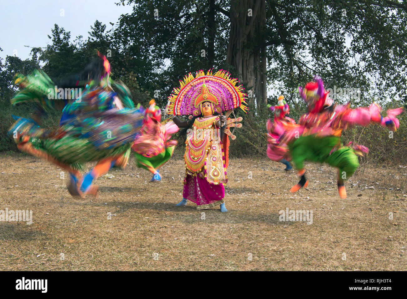 L'image du danseur dans l'exécution de Purulia Chhau village, West Bengal, India Banque D'Images