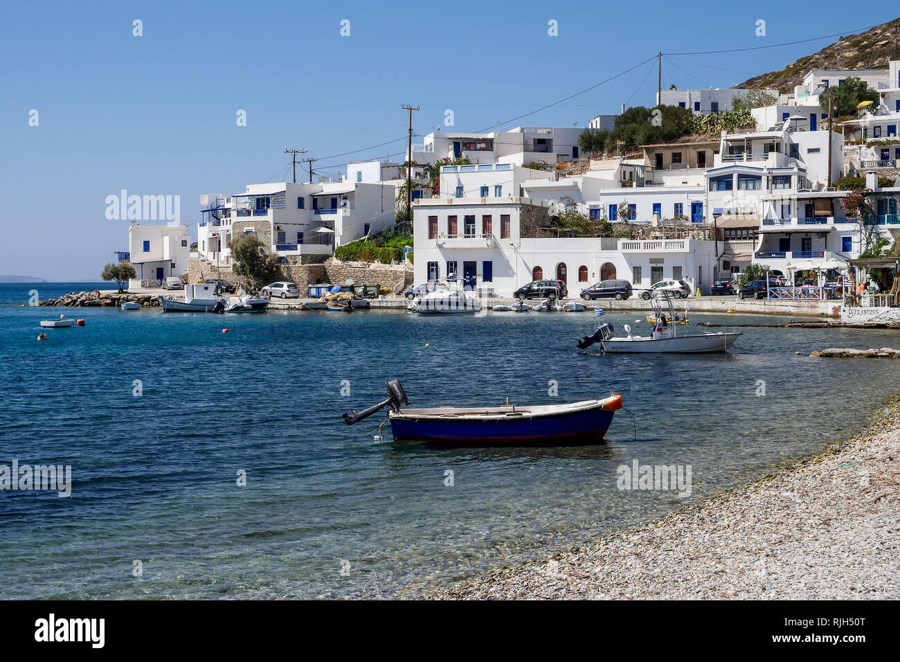 Amorgos, Grèce - Juillet 31, 2018 : avis d'une partie de l'île à Amorgos Katapola, Grèce Banque D'Images