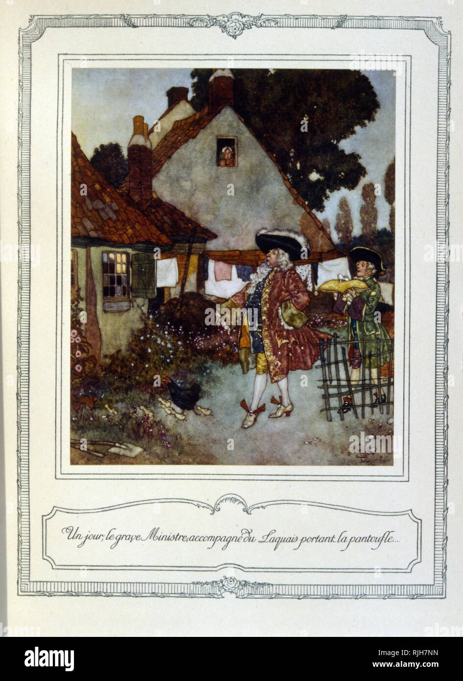 Chromolithographie de l'histoire de Cendrillon (Cinderella). La bonne fée marraine de Cendrillon visites. 1900 Banque D'Images