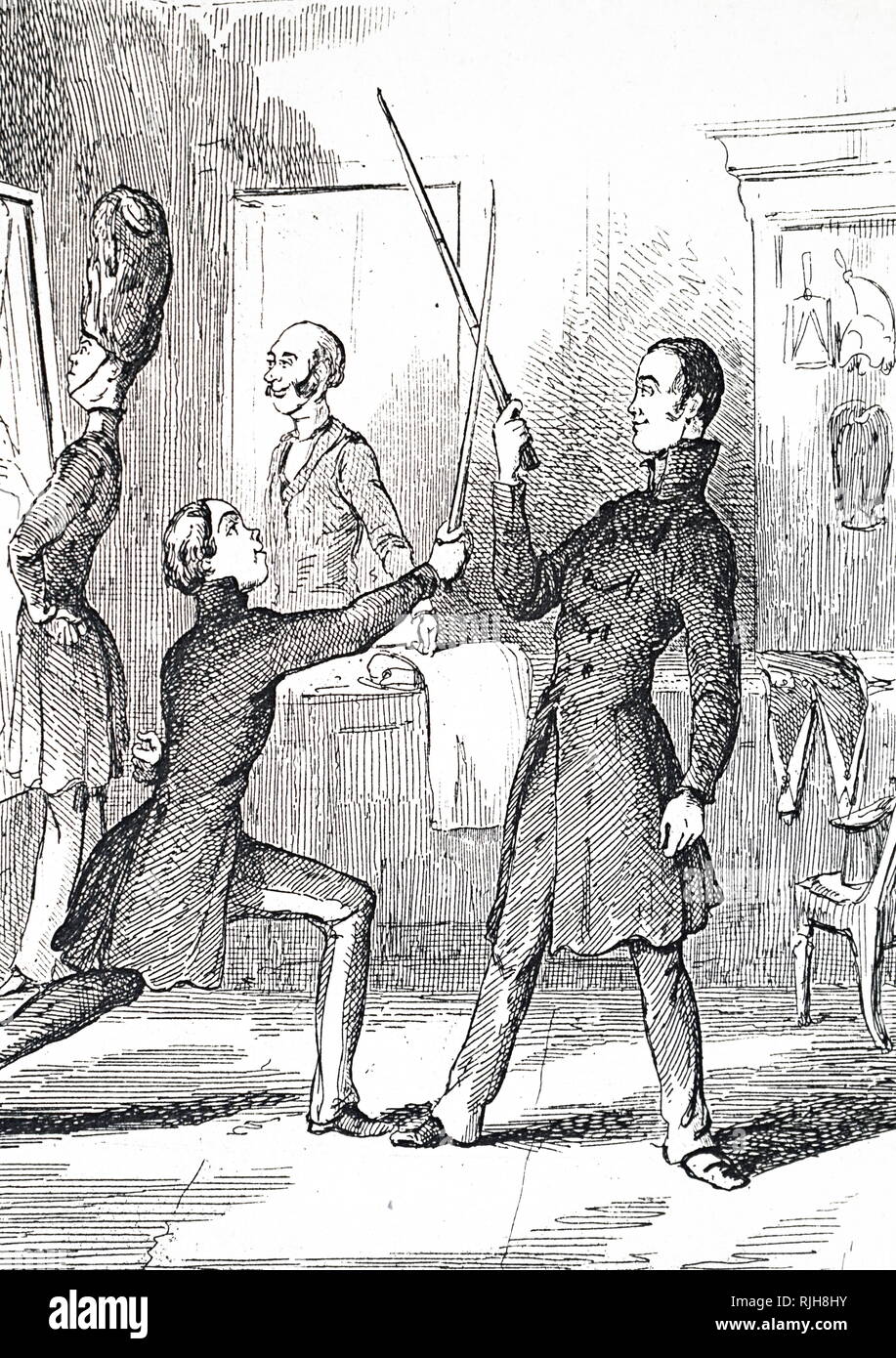 Une illustration représentant l'étoile du chaume et le capitaine Dobbin de Vanity Fair de William Makepeace Thackeray. William Makepeace Thackeray (1811-1863), un romancier britannique et l'auteur. En date du 19e siècle Banque D'Images