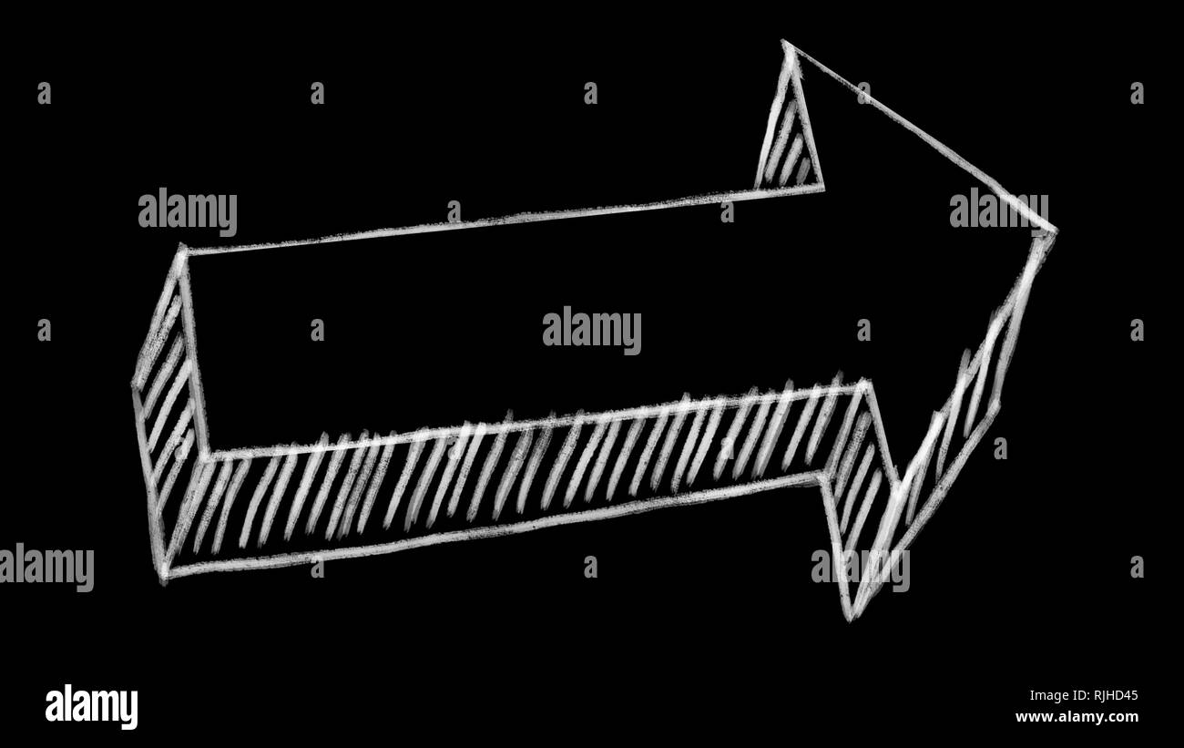 Flèche animée, la craie sur un fond noir, idéal pour le compositing, l'utiliser comme un masque, idéal pour les données, les graphiques et diagrammes Banque D'Images