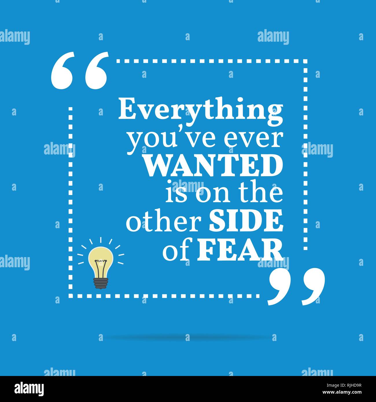 Citation de motivation d'inspiration. Tout ce que vous avez toujours voulu est de l'autre côté de la peur. Simple design tendance. Illustration de Vecteur