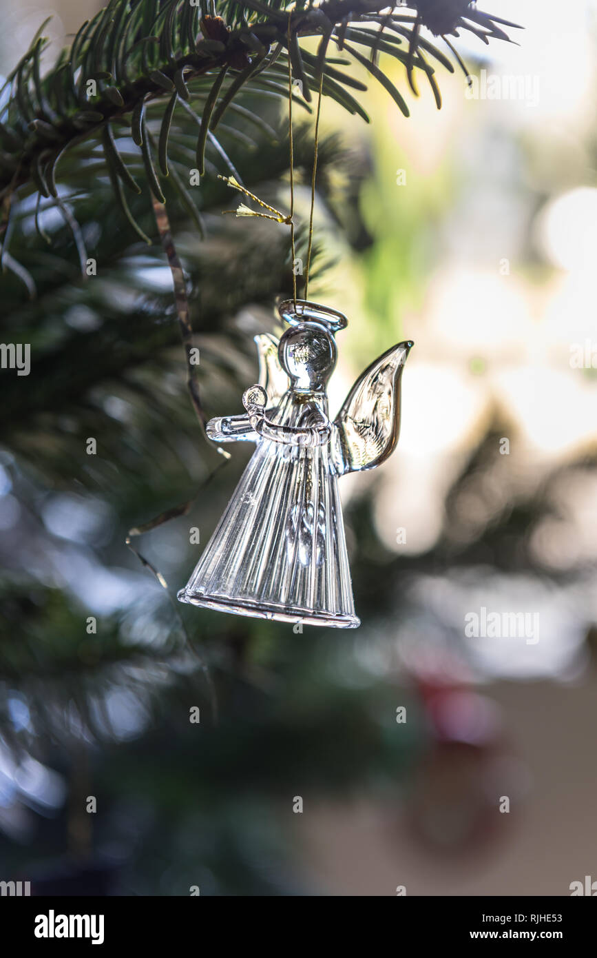 Ange décoration d'arbre de Noël en verre Banque D'Images