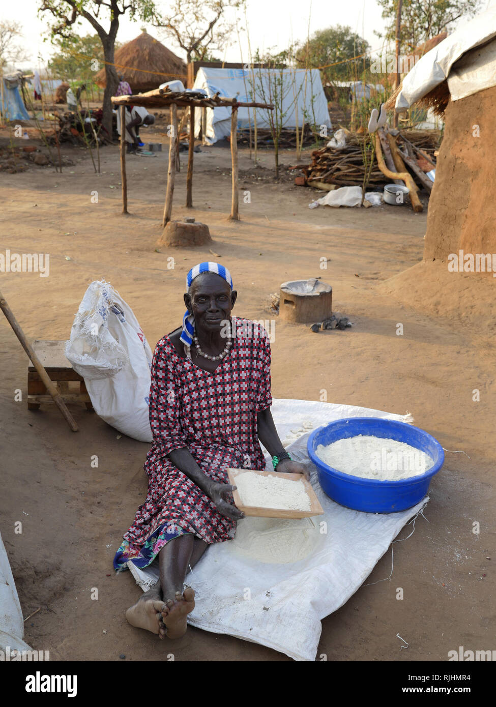 Ouganda - Palabek l'établissement des réfugiés. Scènes quotidiennes de réfugiés. Banque D'Images