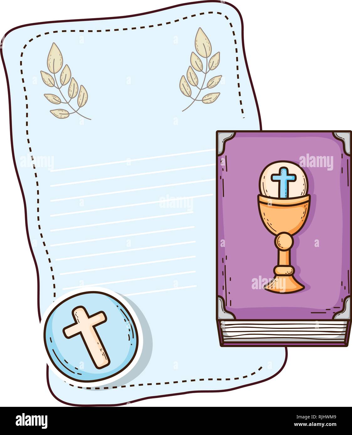 Carte De Premiere Communion Avec Bible Image Vectorielle Stock Alamy