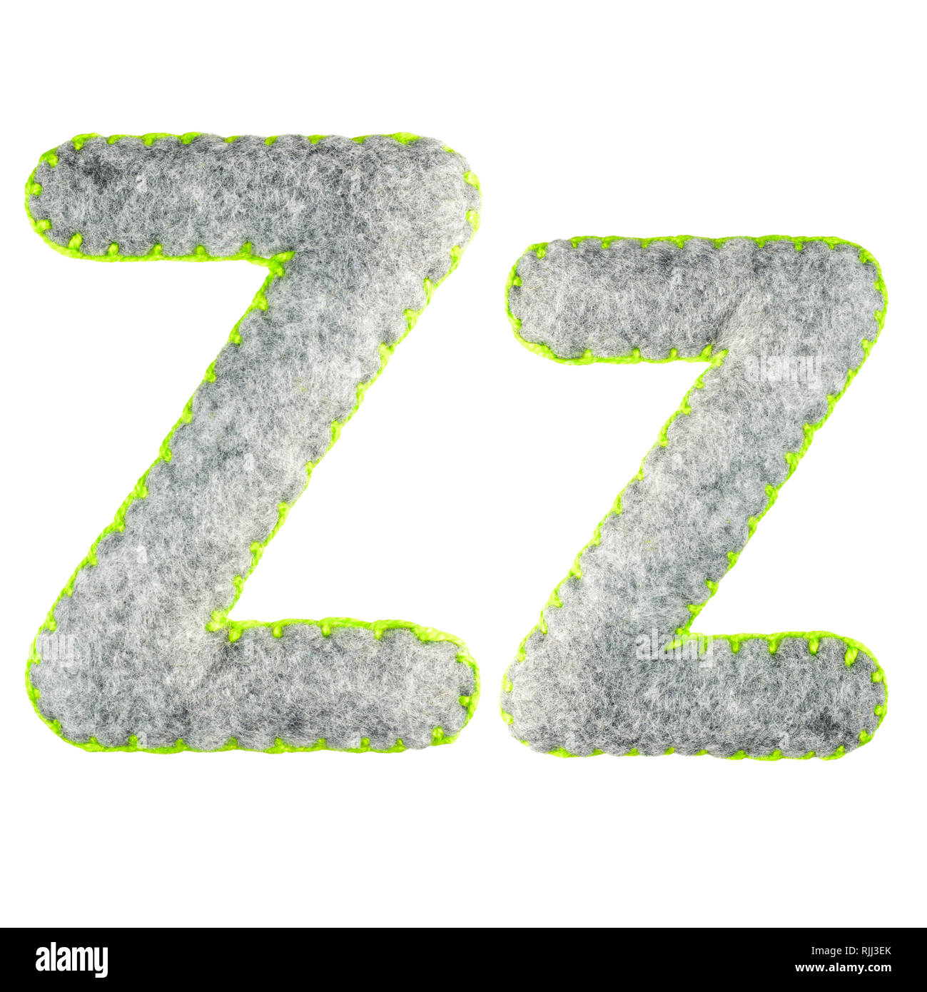 La lettre Z de l'alphabet latin isolé sur un fond blanc. La principale et la lettre de l'alphabet de feutre gris. Soft font avec bord arrondi Banque D'Images