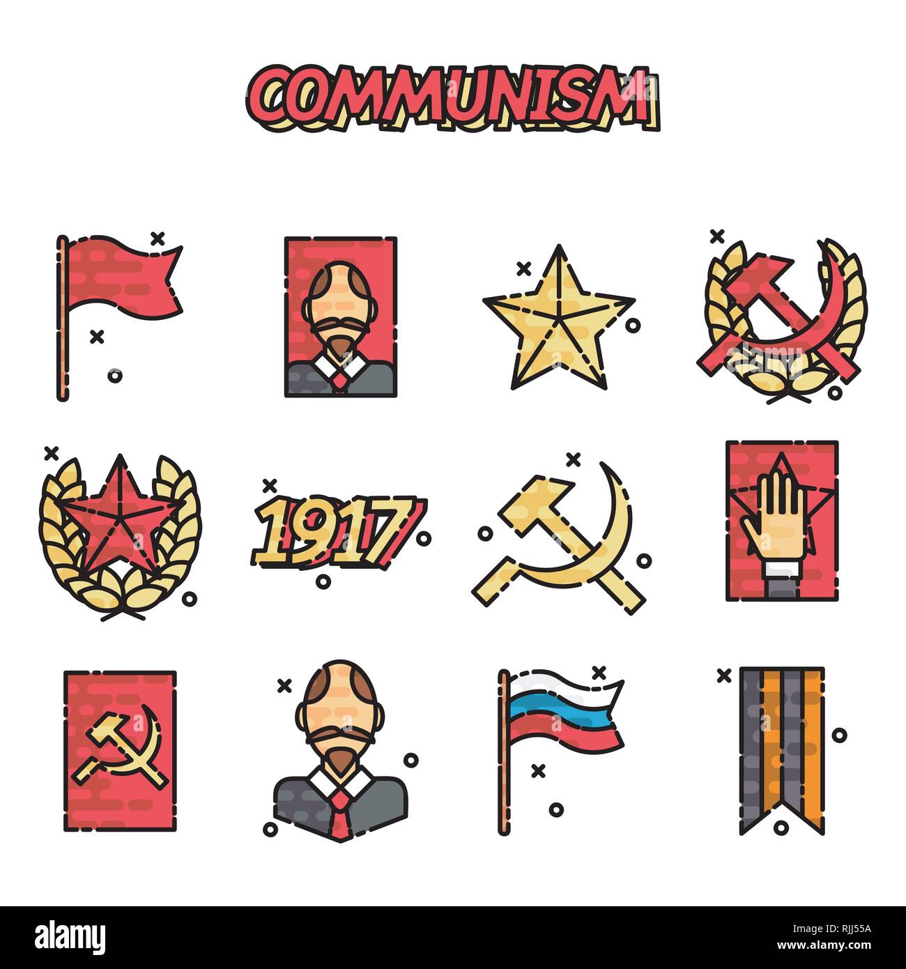 Le communisme cartoon icônes concept. Illustration vectorielle, EPS 10 Illustration de Vecteur