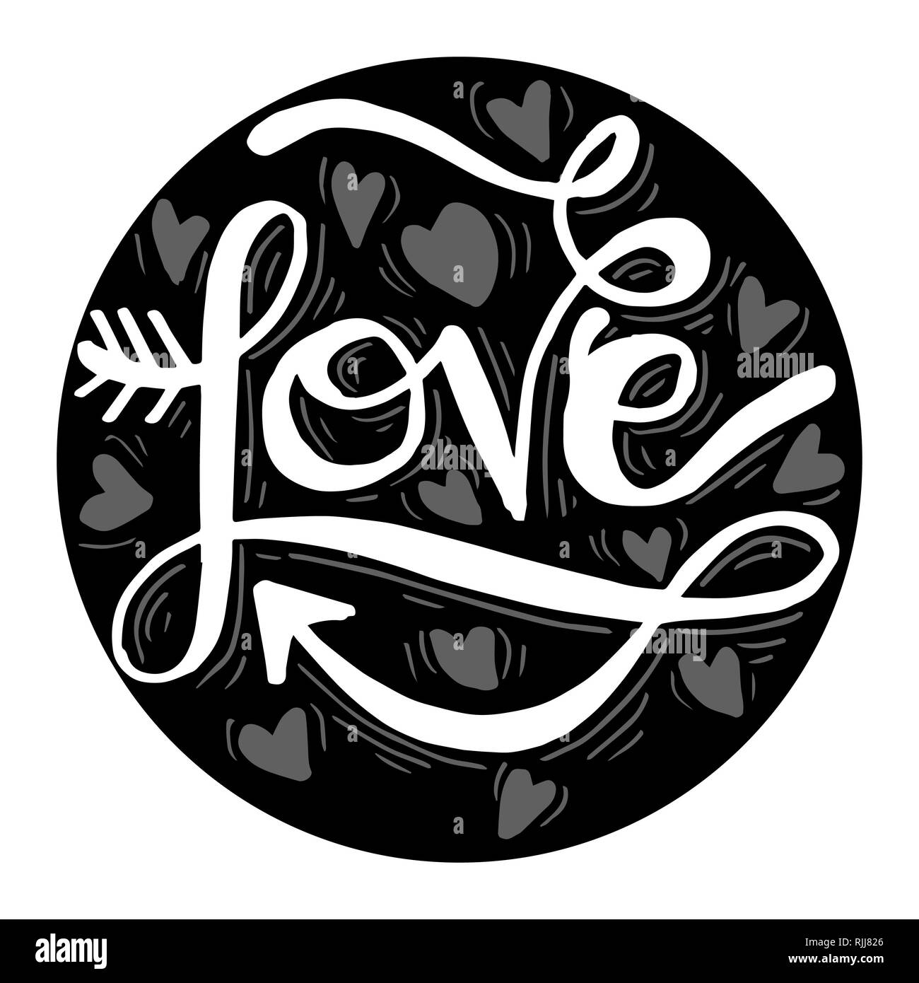 L'amour Part fait main lettrage calligraphie sur fond de cercle. Banque D'Images