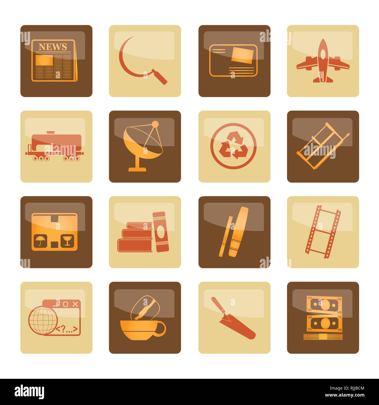 Les entreprises et l'industrie sur les icônes fond brun - Vector Icon Set 2 Illustration de Vecteur