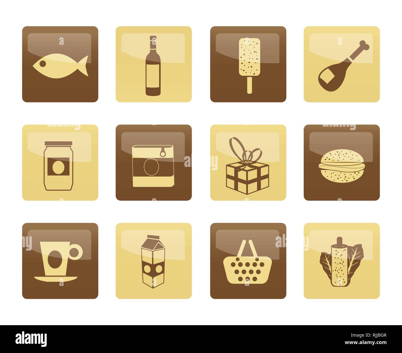 Boutique, nourriture et boissons sur fond brun 1 icônes - vector icon set Illustration de Vecteur