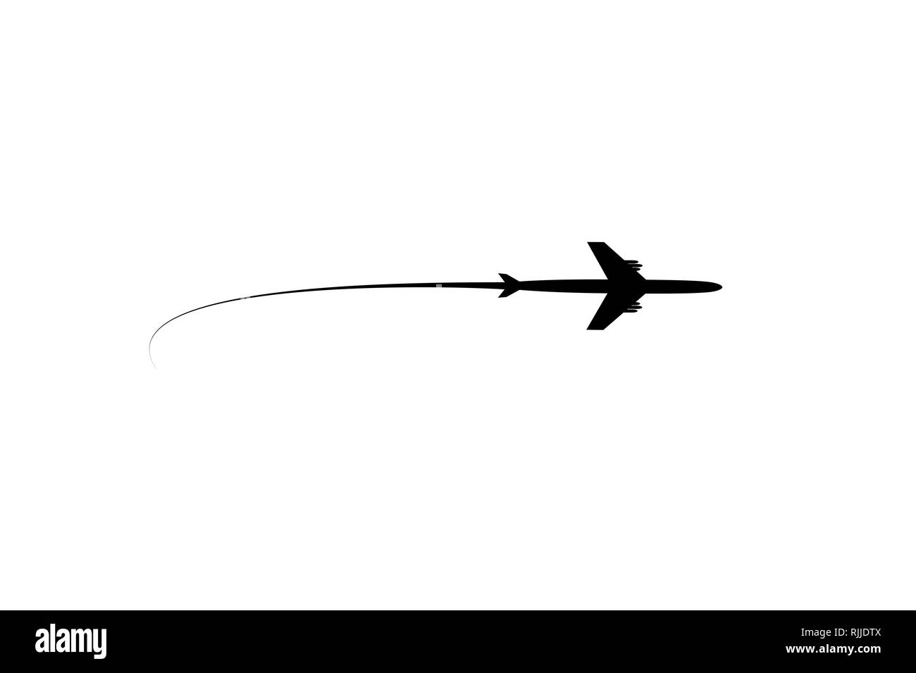 L'avion vole sur la ligne. Le tourisme et les voyages. Le waypoint est conçu pour un voyage touristique. et son tracé sur un fond blanc. Vector illustration Illustration de Vecteur