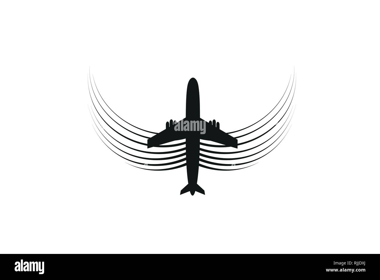 L'avion avec des ailes des mouches sur la ligne. Le tourisme et les voyages. Le waypoint est conçu pour un voyage touristique. et son tracé sur un fond blanc. Vector Illustration de Vecteur