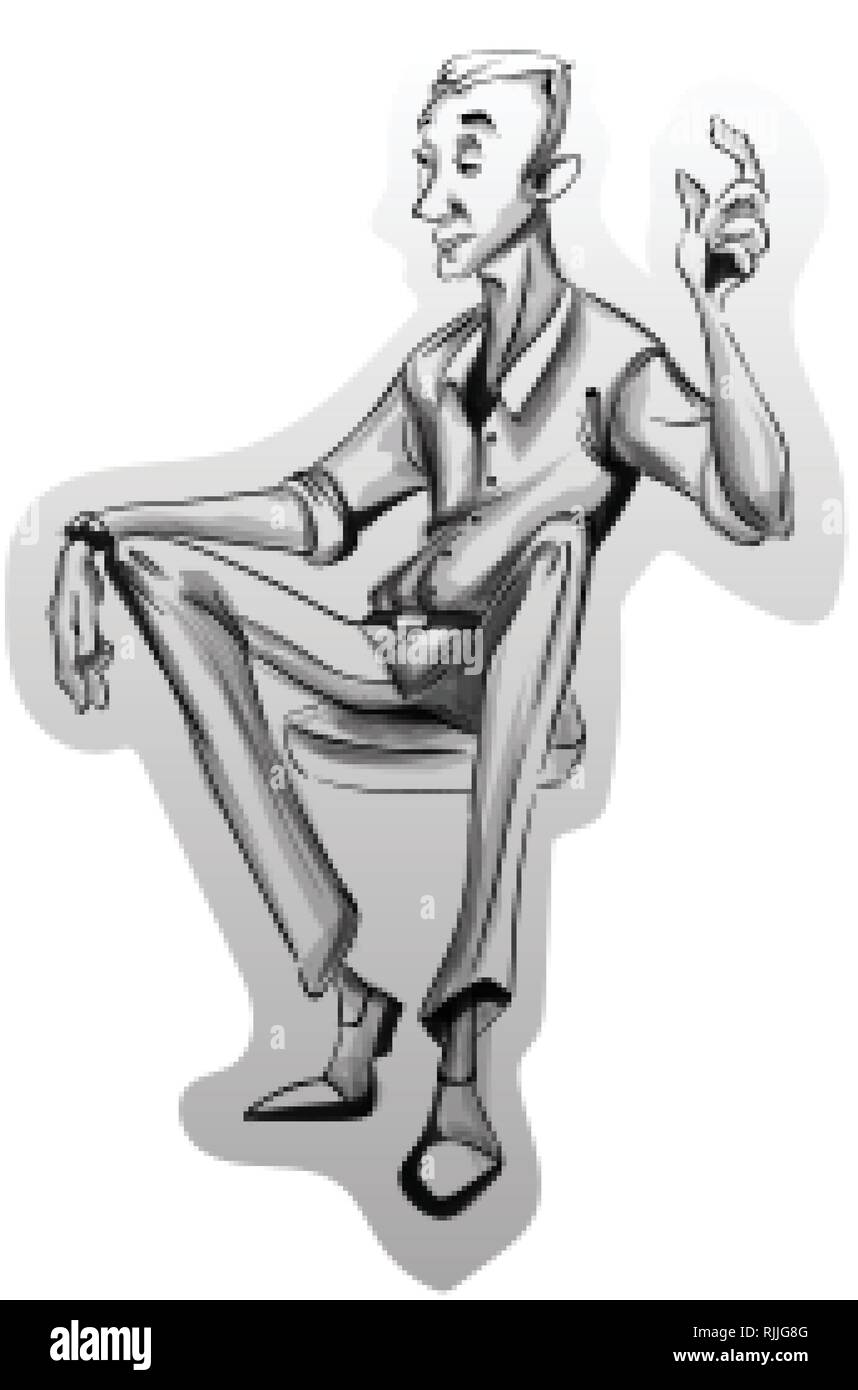 Homme assis sur une chaise croquis vecteur. Idée concept. Personnage de  Storyboard illustration Image Vectorielle Stock - Alamy
