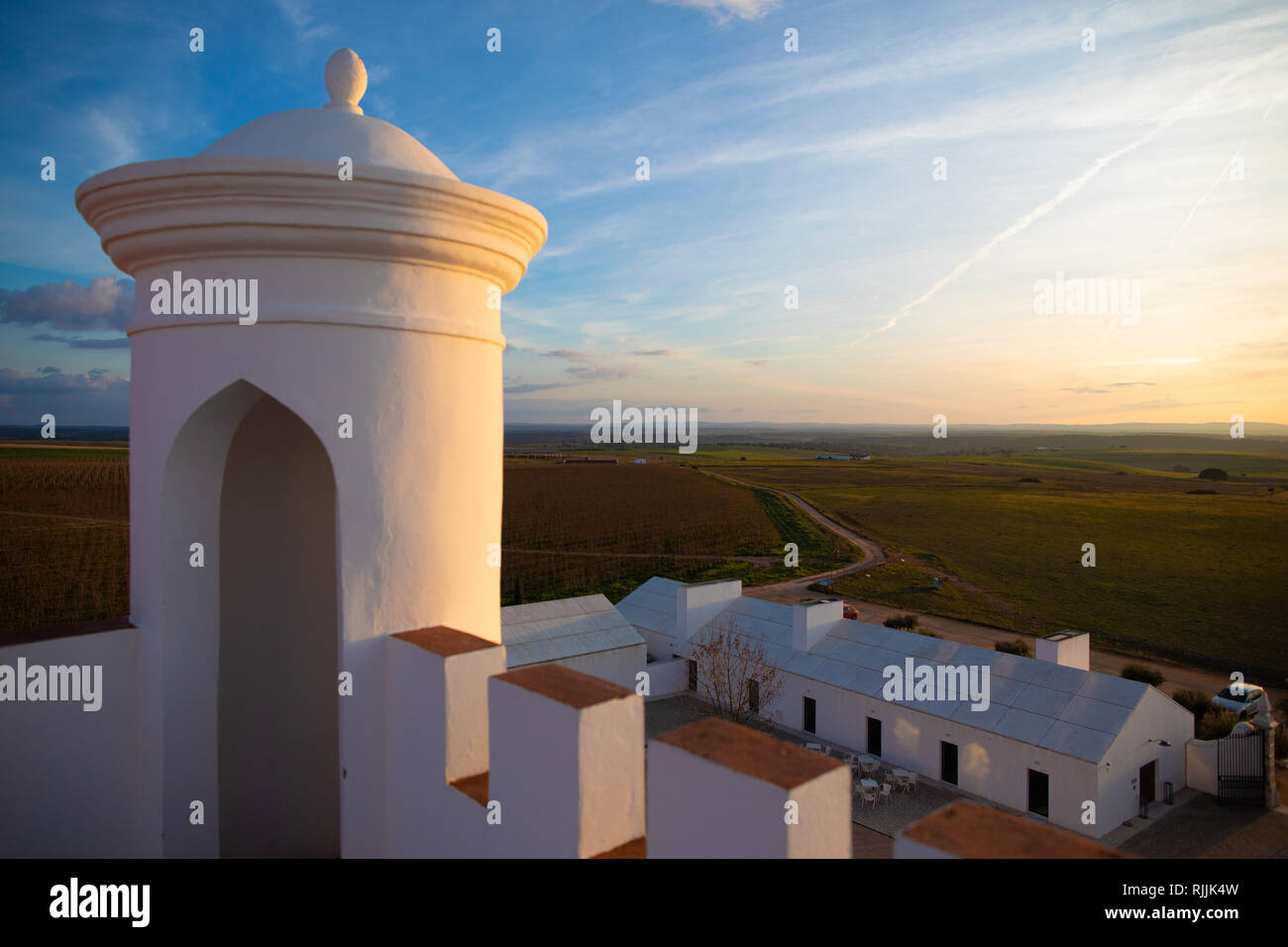 La sentinelle et vue sur les vignes du vin de Torre de Palma Hotel Banque D'Images