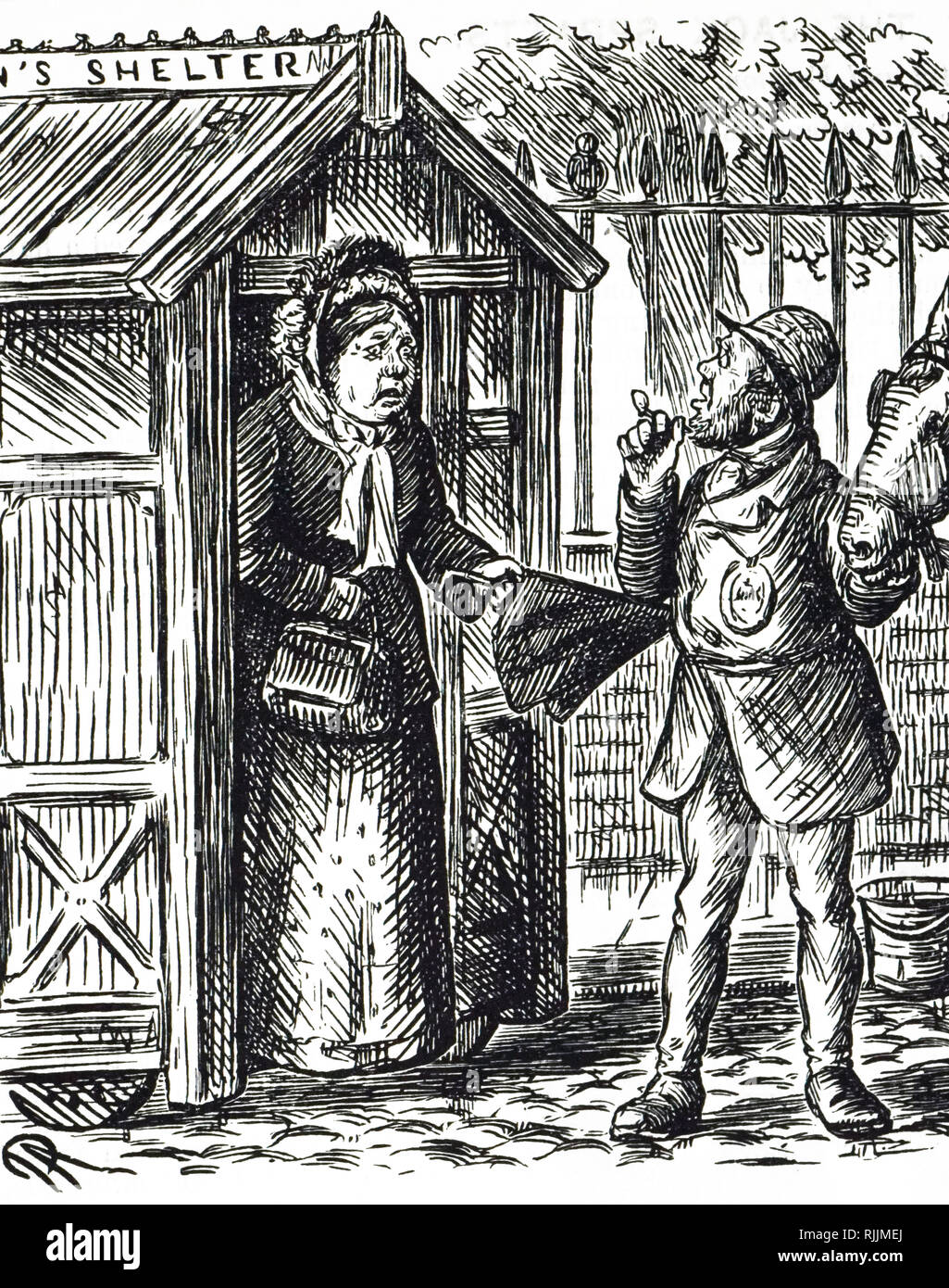 Un dessin animé commentant l'ouverture de la première cabmen's Shelter à St. John's Wood, le 6 février 1875. En date du 19e siècle Banque D'Images