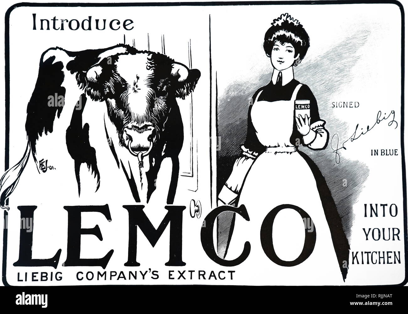 Une publicité de Liebig extraits de viande. En date du 20e siècle Banque D'Images