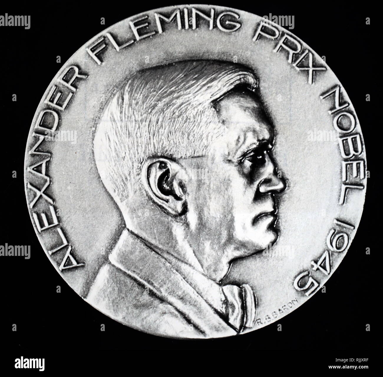 Une médaille commémorant Alexander Fleming, le prix Nobel gagner en 1945. Alexander Fleming (1881-1955) un médecin écossais, microbiologiste, et pharmacologue. En date du 20e siècle Banque D'Images