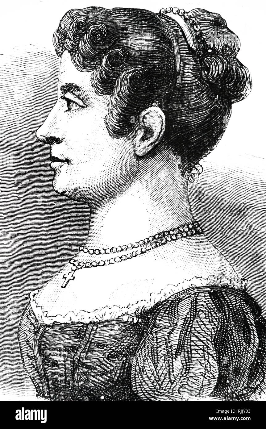 Elisa Garnerin (1791-1853), aéronaute français. Elle était la nièce du parachutiste Andre-Jacques pionnier Garnerin, et a profité de son nom et de la nouveauté d'une femme effectuant ce qui étaient à l'époque extrêmement audacieux exploits. Portrait 1870 Banque D'Images