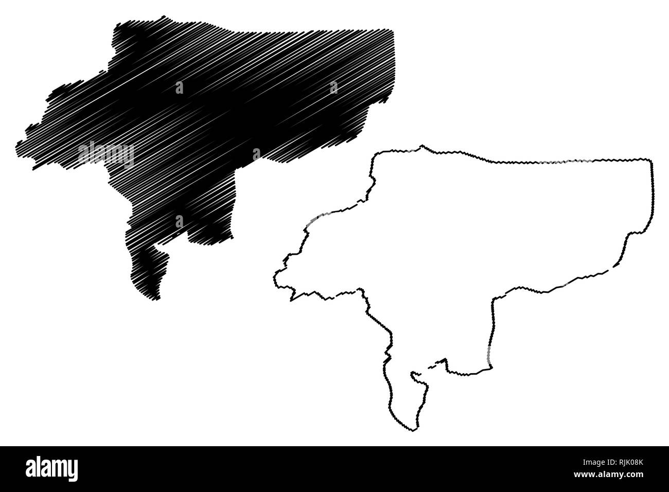 La province d'Ispahan (Provinces d'Iran, République islamique d'Iran, Perse) map vector illustration, croquis gribouillis d'Isfahan site Illustration de Vecteur