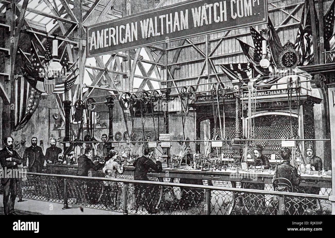 Une gravure illustrant la grande exposition internationale, South Kensington, 1885. En date du 19e siècle Banque D'Images