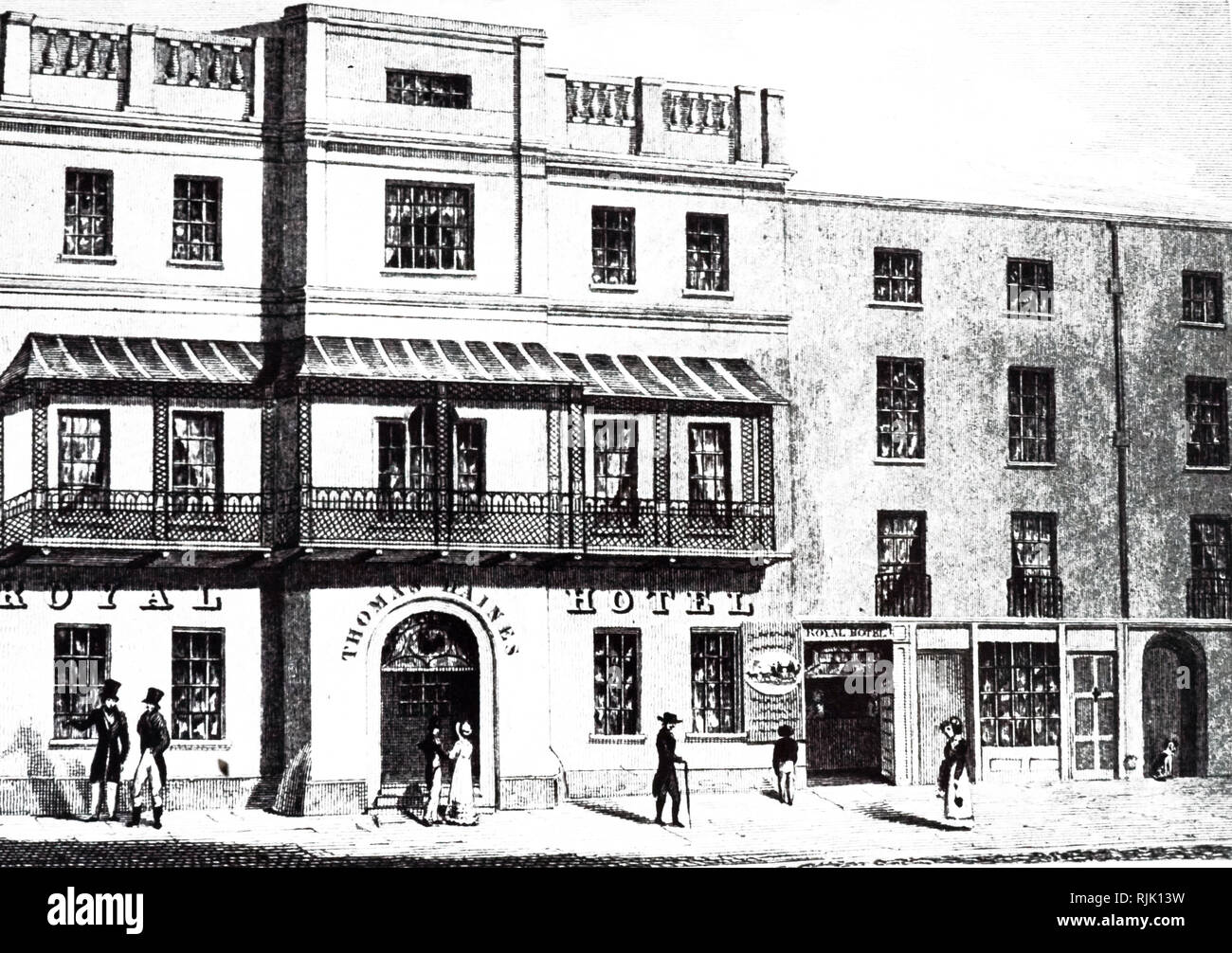 Une gravure représentant le Royal Hotel, Cheltenham Spa. En date du 19e siècle Banque D'Images