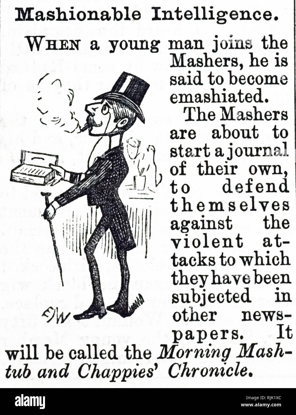 Une caricature montrant un Masher fumeurs. En date du 19e siècle Banque D'Images