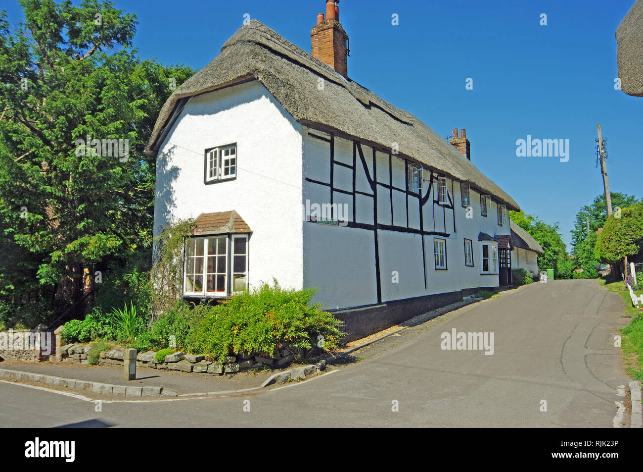 Cottage de chaume, Micheldever, Hampshire Banque D'Images