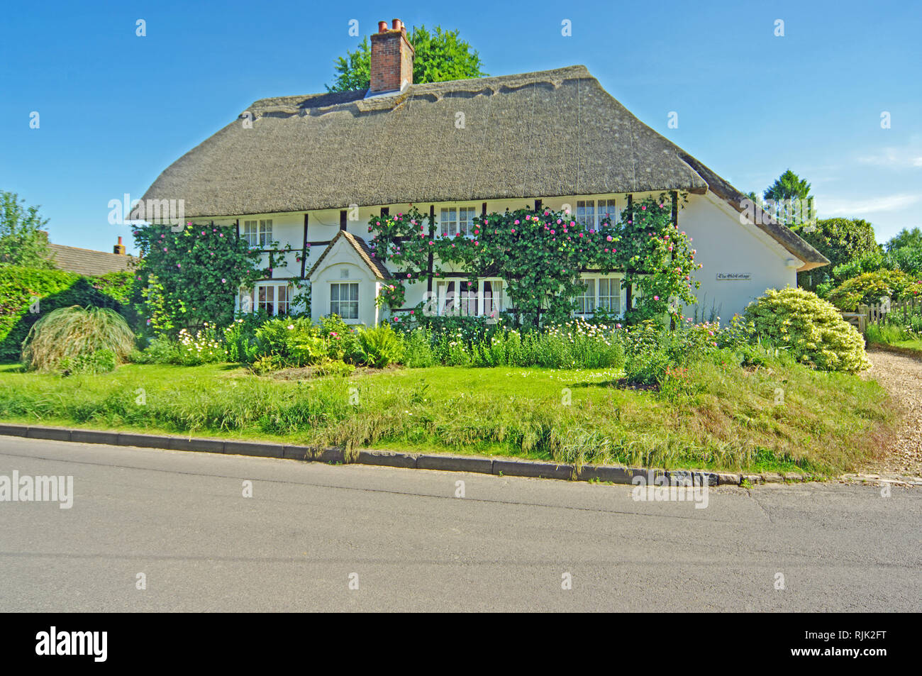 Cottage de chaume, Micheldever, Hampshire Banque D'Images