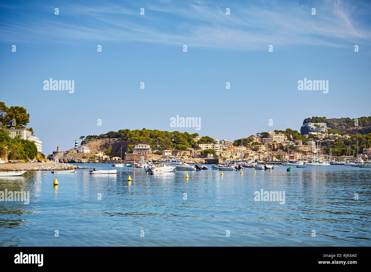 Port de Soller village situé sur la côte ouest de Majorque, Espagne. Banque D'Images