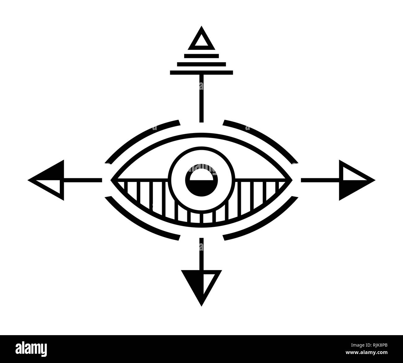 Symbole géométrique abstraite. Signe de la géométrie sacrée. Concept de l'imagination, la magie, l'alchimie, la religion, la philosophie, la spiritualité, l'occultisme, la créativité. Illustration de Vecteur