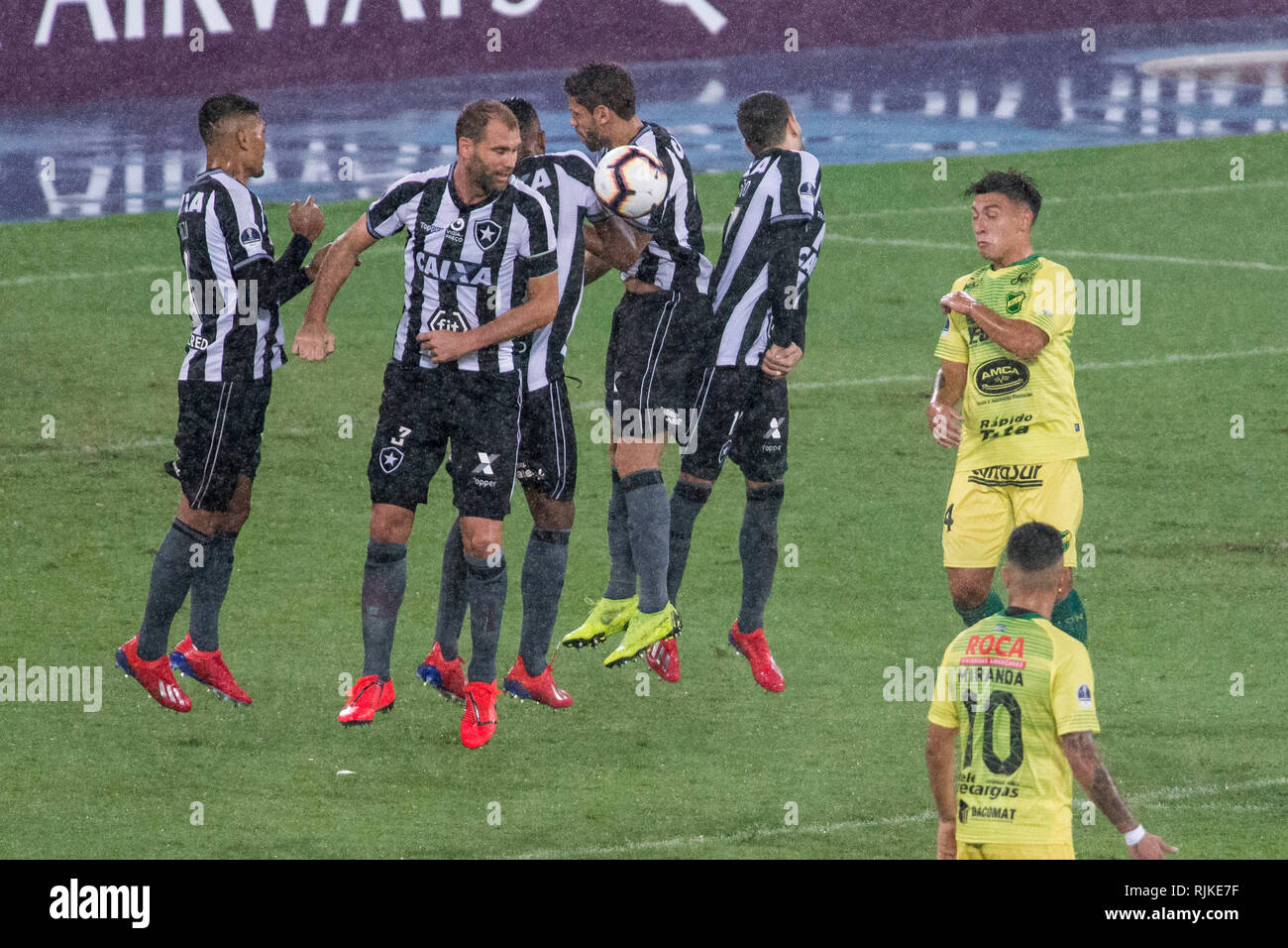 Rio de Janeiro, Brésil. Feb 06, 2019. Botafogo contre Defensa y Justicia a joué le mercredi (06/02) à 9 h 30, au stade Santos Nilton, valable pour la première phase de la coupe d'Amérique du Sud, à Rio de Janeiro, RJ. Credit : Celso Pupo/FotoArena/Alamy Live News Banque D'Images