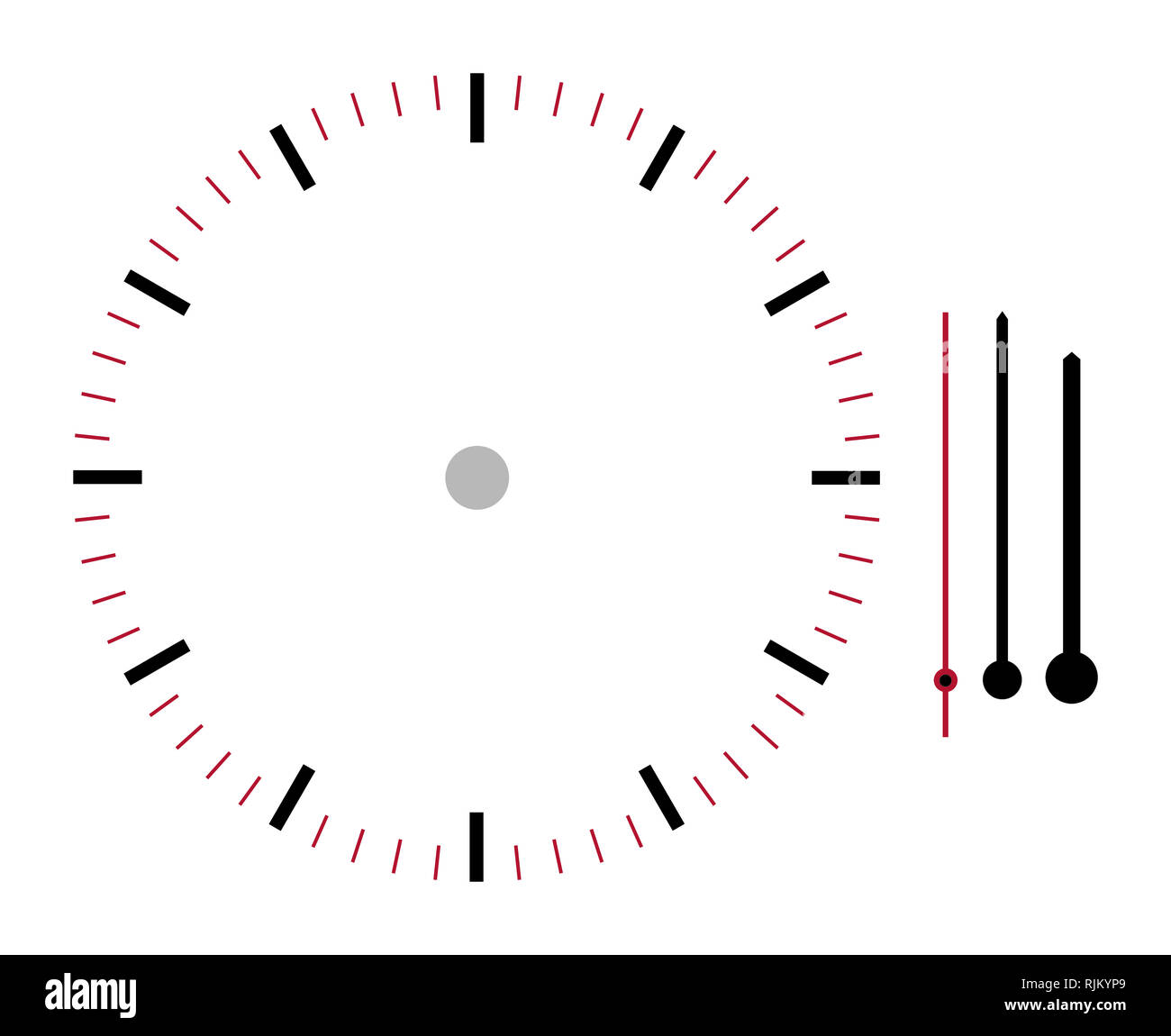 Une illustration d'une horloge avec heure minute et seconde mains isolé sur  fond blanc avec clipping path Photo Stock - Alamy