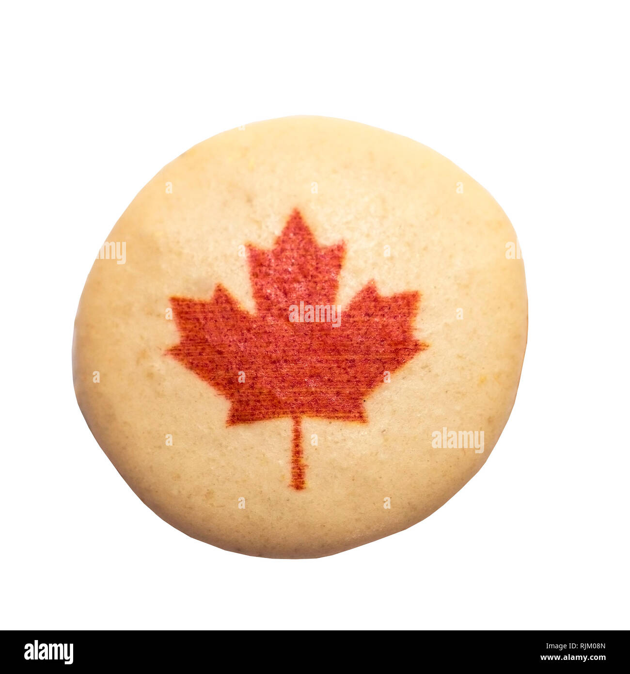 Macaron décoré de feuilles d'érable rouges faites pour la fête du Canada Banque D'Images