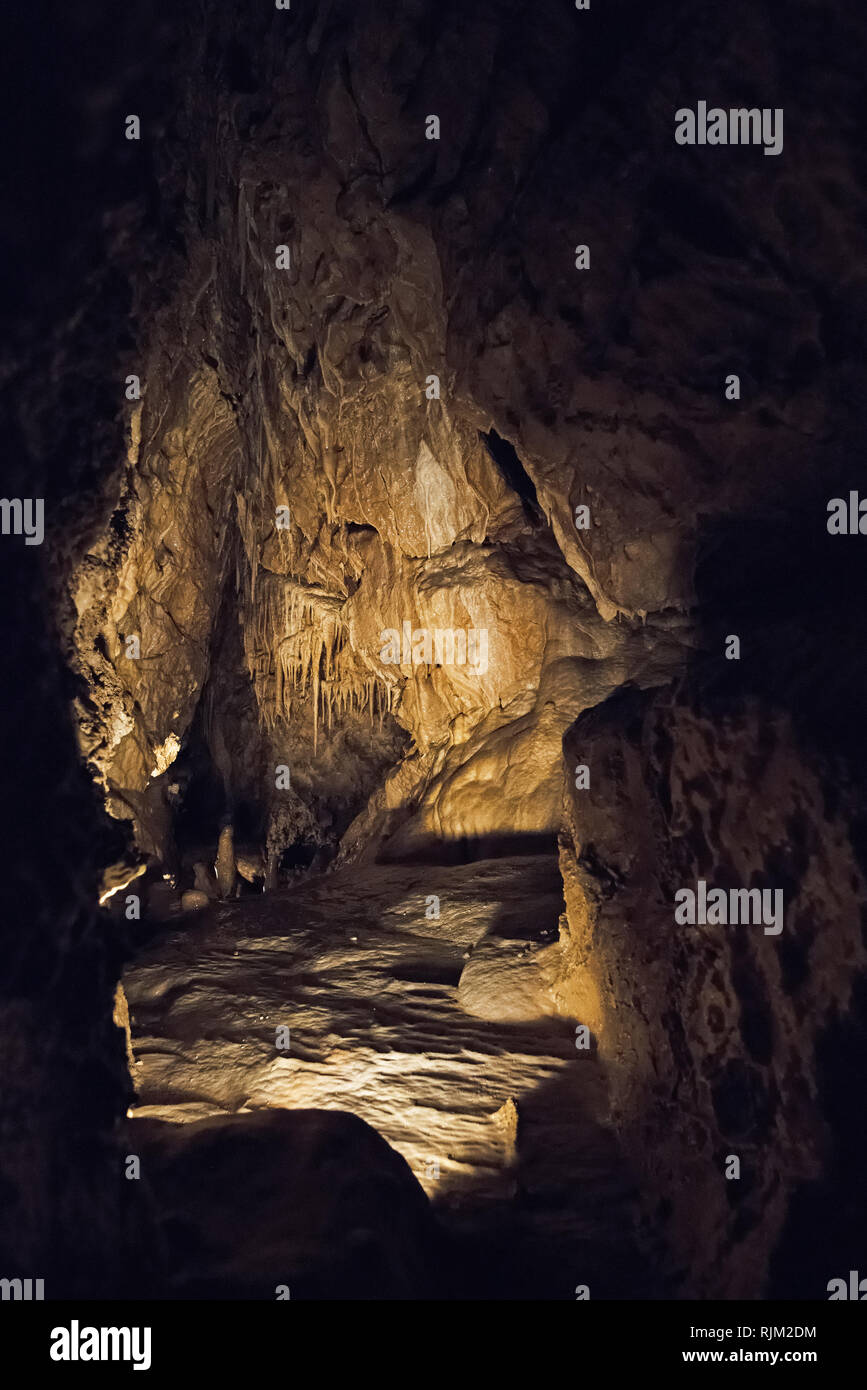 La dolomite de Bozkov grottes sont les plus longues en République tchèque qui est créé dans les dolomites. Paysage, flowstone Banque D'Images