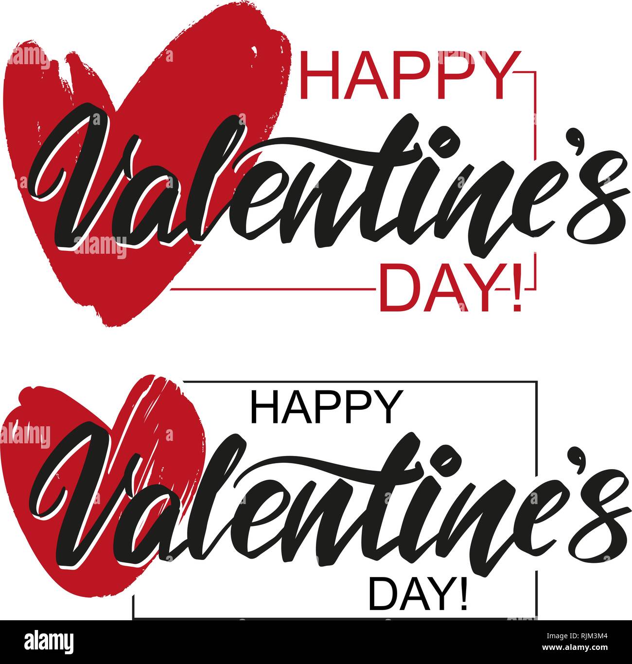 Happy Valentine s day text sur le fond du coeur sur fond blanc. , Valentine s day, carte de souhaits hand drawn vector illustration croquis Illustration de Vecteur