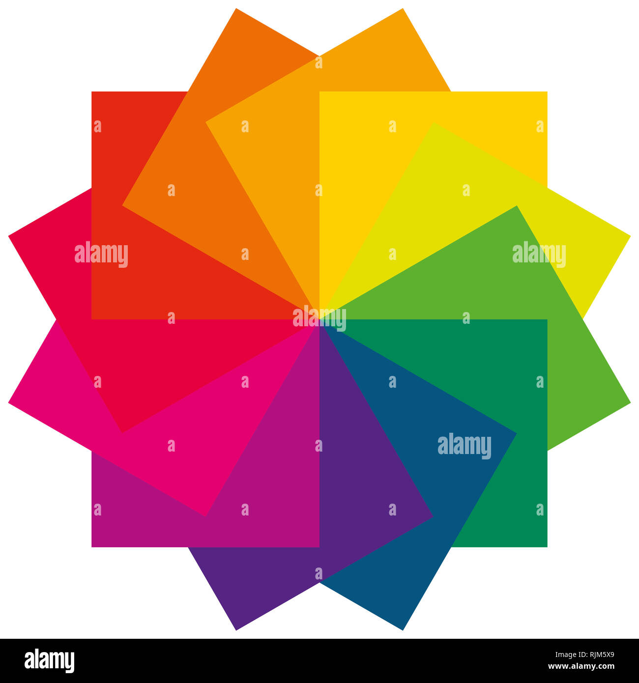 Ventilateur de couleur comme une roue de couleurs et de fleurs avec des couleurs sélectionnées Banque D'Images