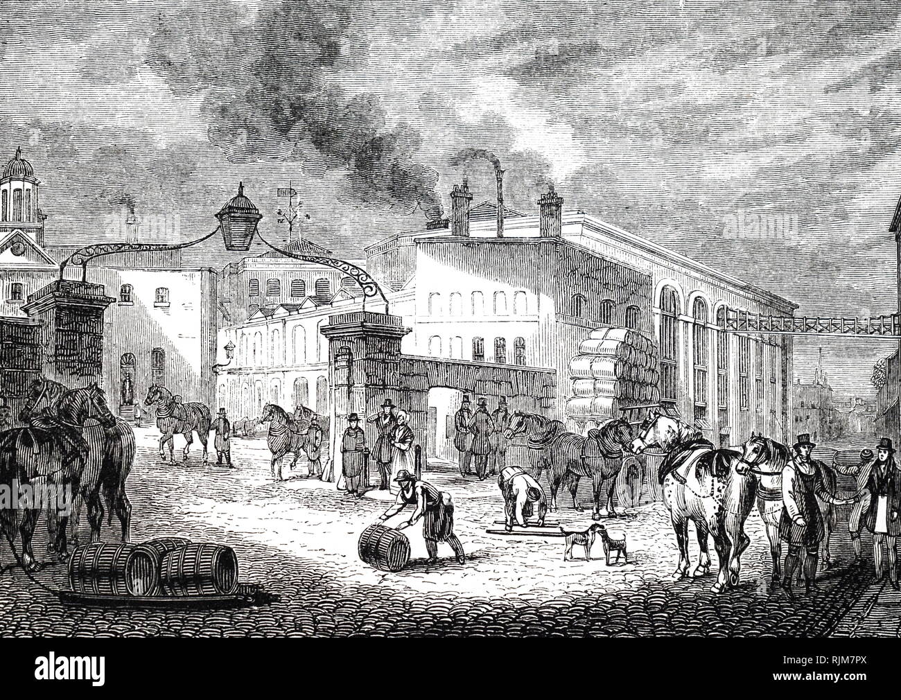 Une gravure représentant l'entrée de Barclay's Brewery, Southwark, Londres. En date du 19e siècle Banque D'Images