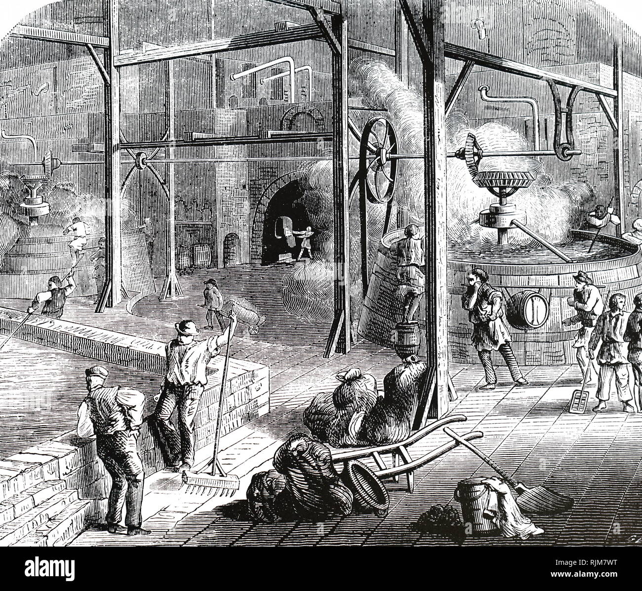 Une gravure représentant une vue générale d'une brasserie de London. En date du 19e siècle Banque D'Images