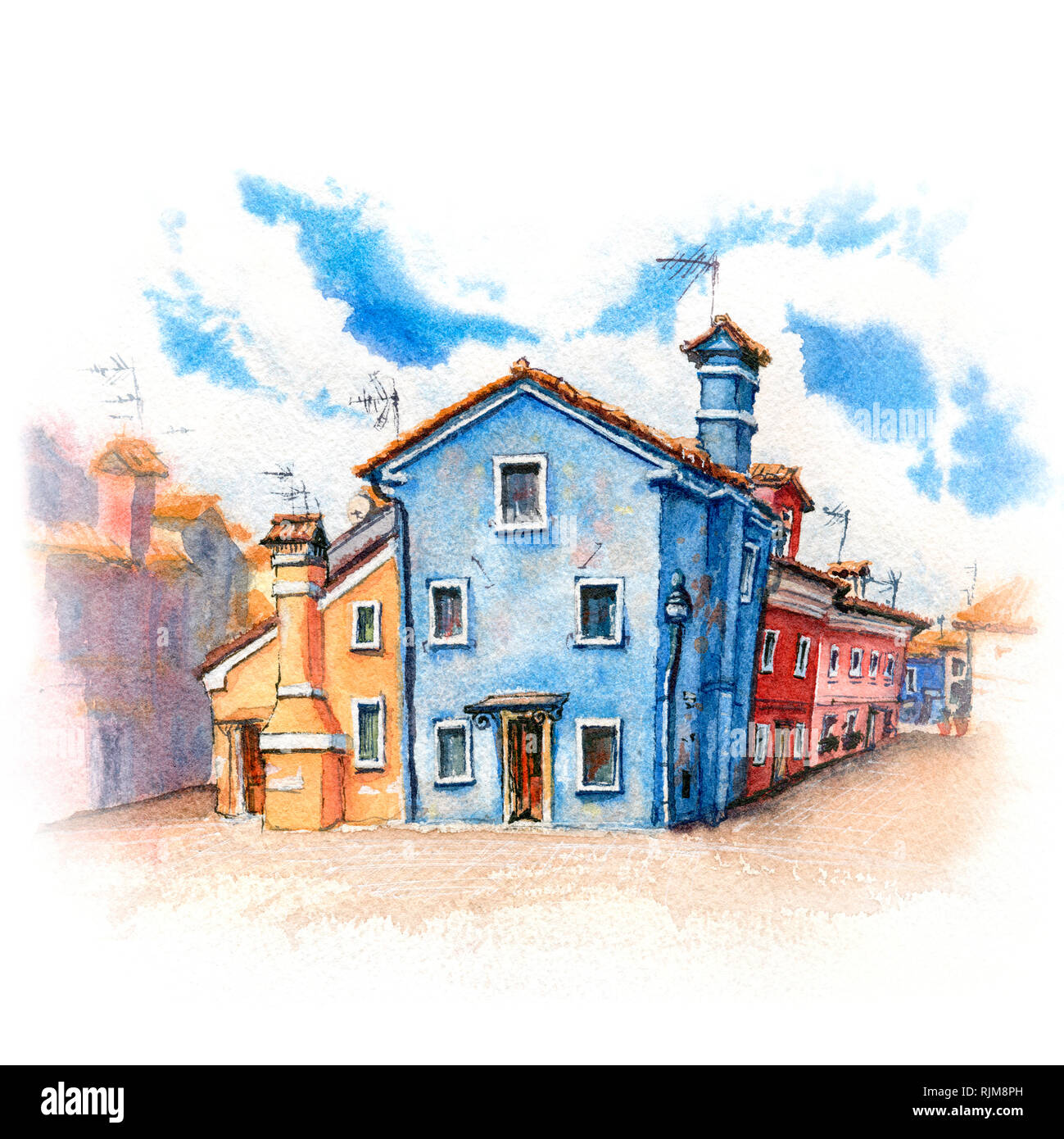 Maisons colorées sur la Burano, Venise, Italie Banque D'Images