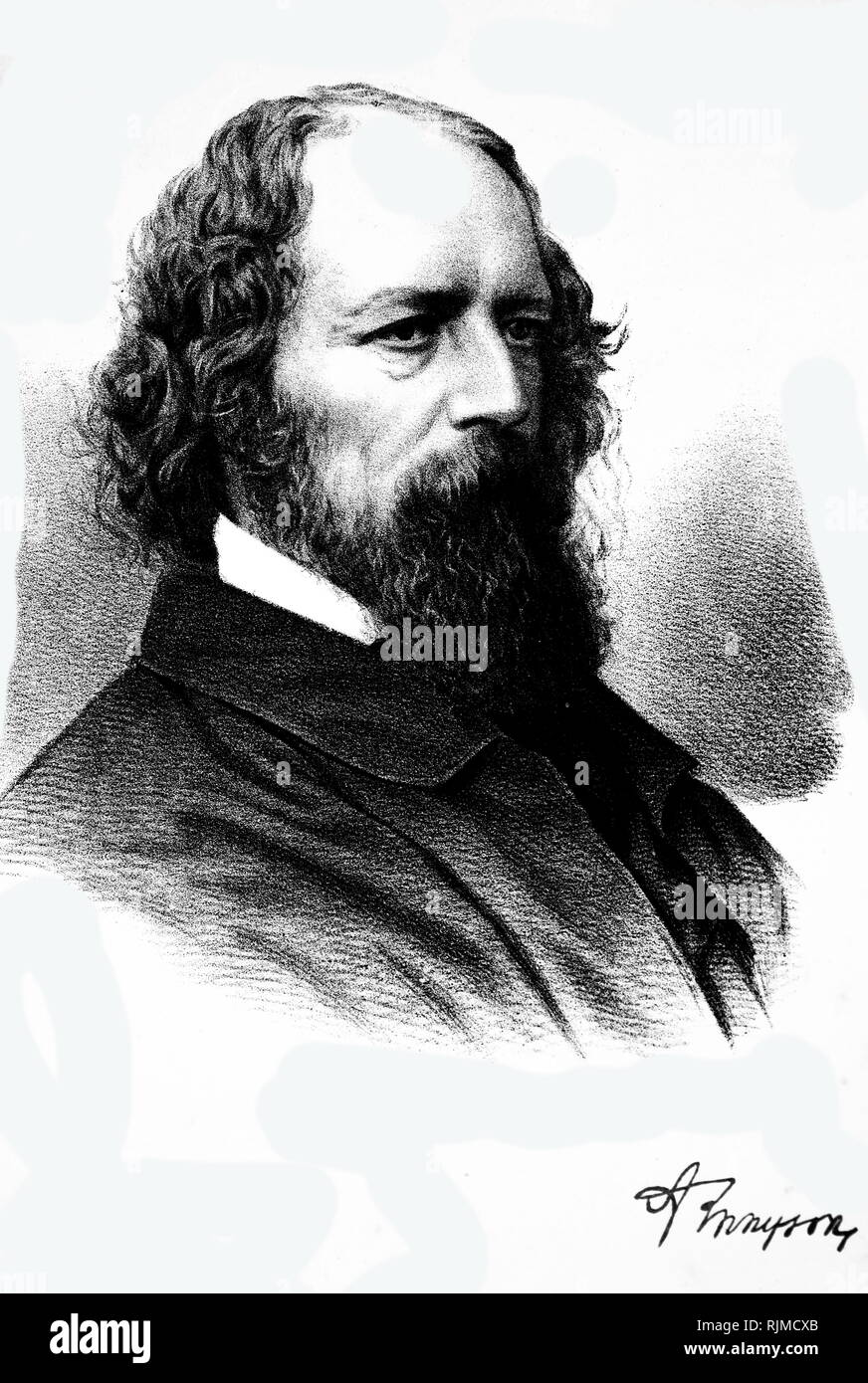 Illustration montrant Alfred Lord Tennyson, poète britannique 1880 Banque D'Images