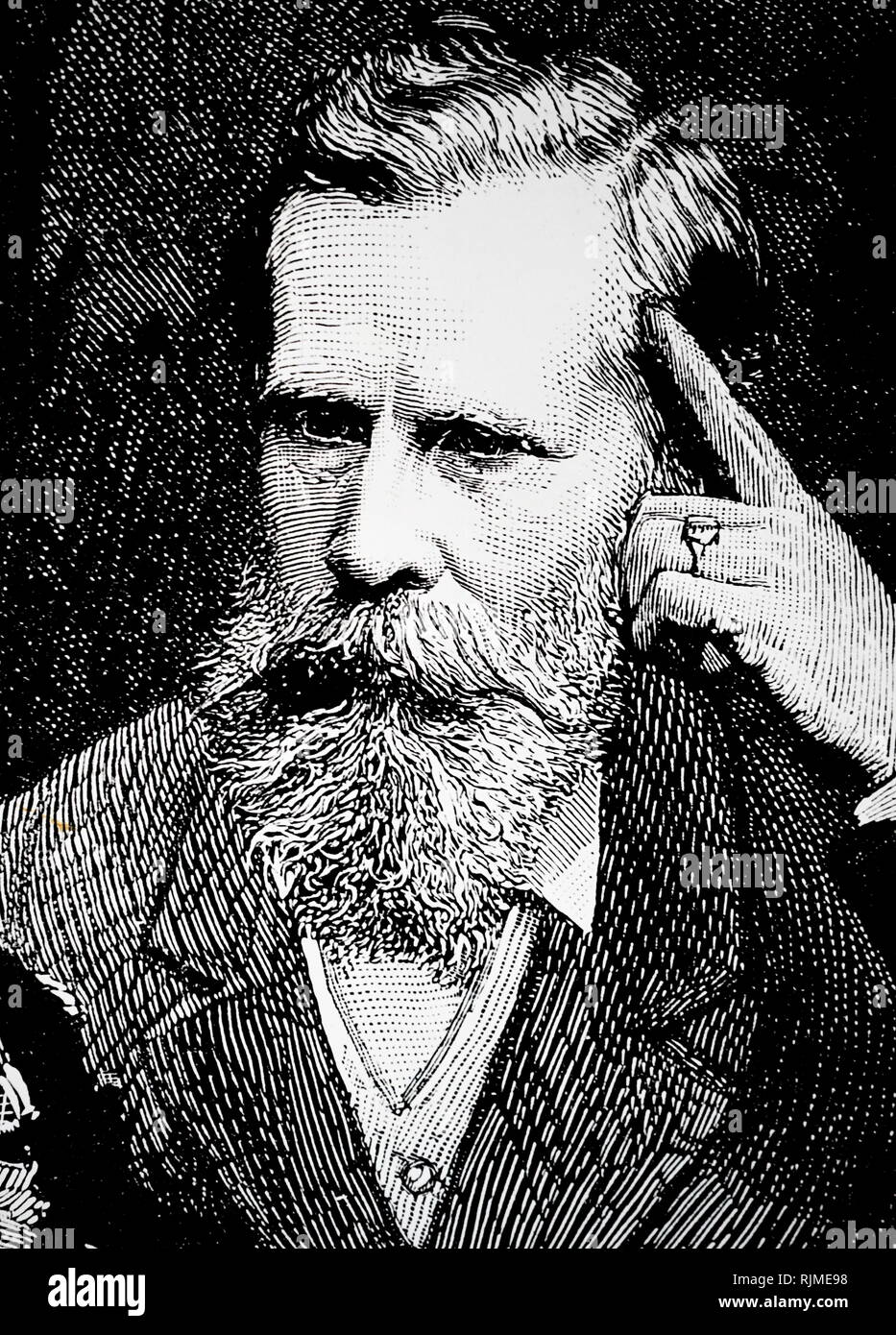 Illustration de William Crookes (1832-1919), chimiste et physicien anglais. Tube à vide : la recherche psychique Banque D'Images