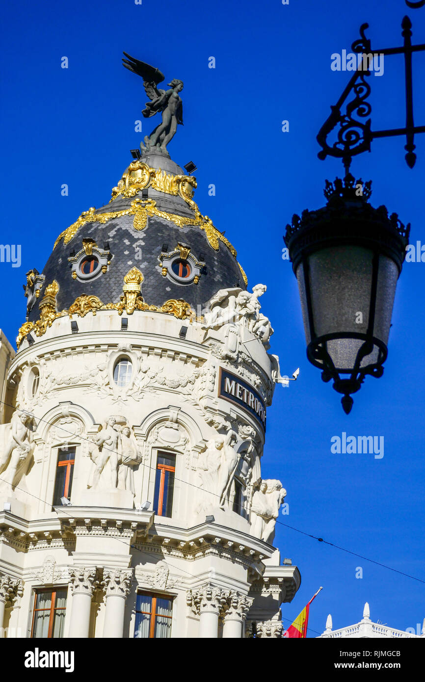 Bâtiment Metropolis, Calle de Alcalá, 42, Madrid, Espagne Banque D'Images