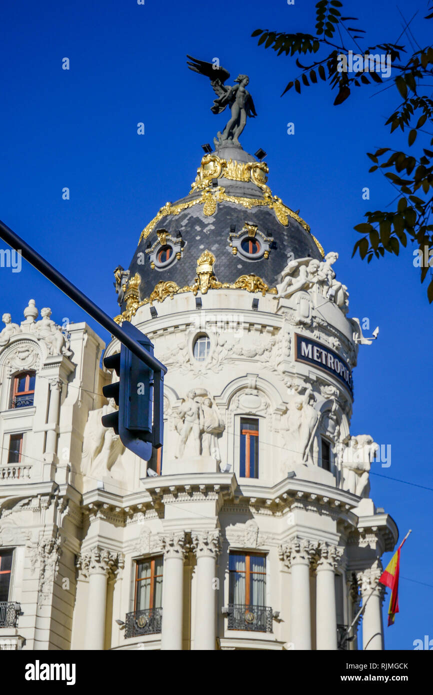 Bâtiment Metropolis, Calle de Alcalá, 42, Madrid, Espagne Banque D'Images