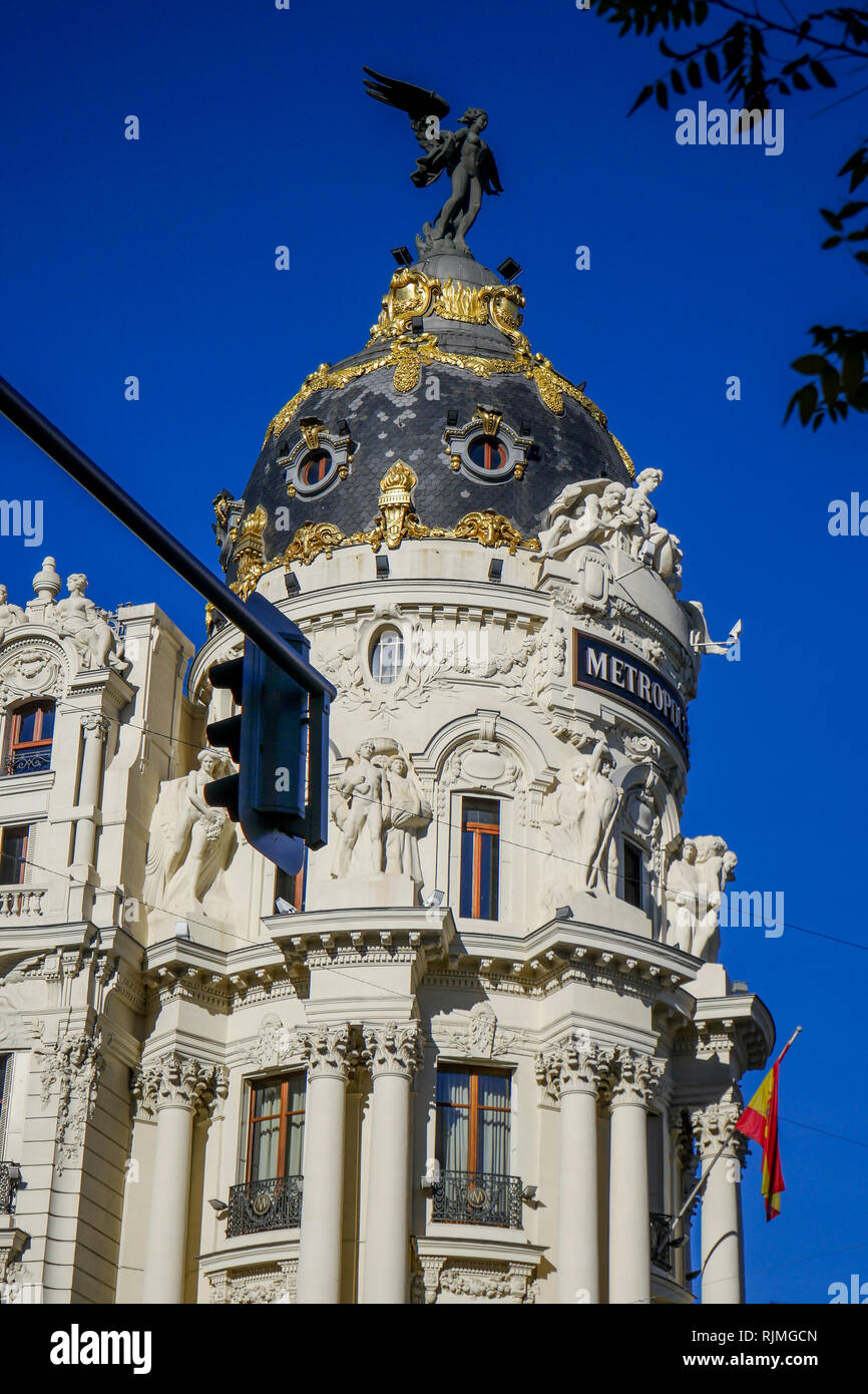 Bâtiment Metropolis, Calle de Alcalá, 42, Madrid, Espagne Banque D'Images