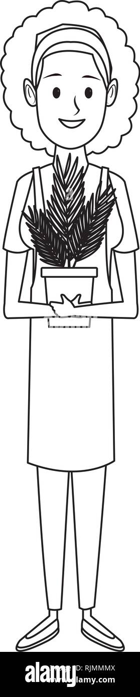 Jeune femme caricature du semoir Illustration de Vecteur