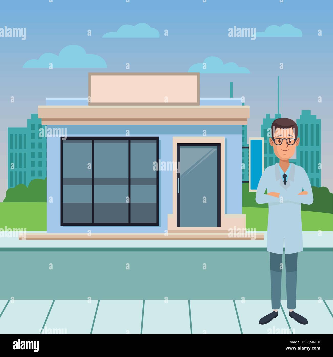 Pharmacie Pharmacien Cartoon Image Vectorielle Stock Alamy