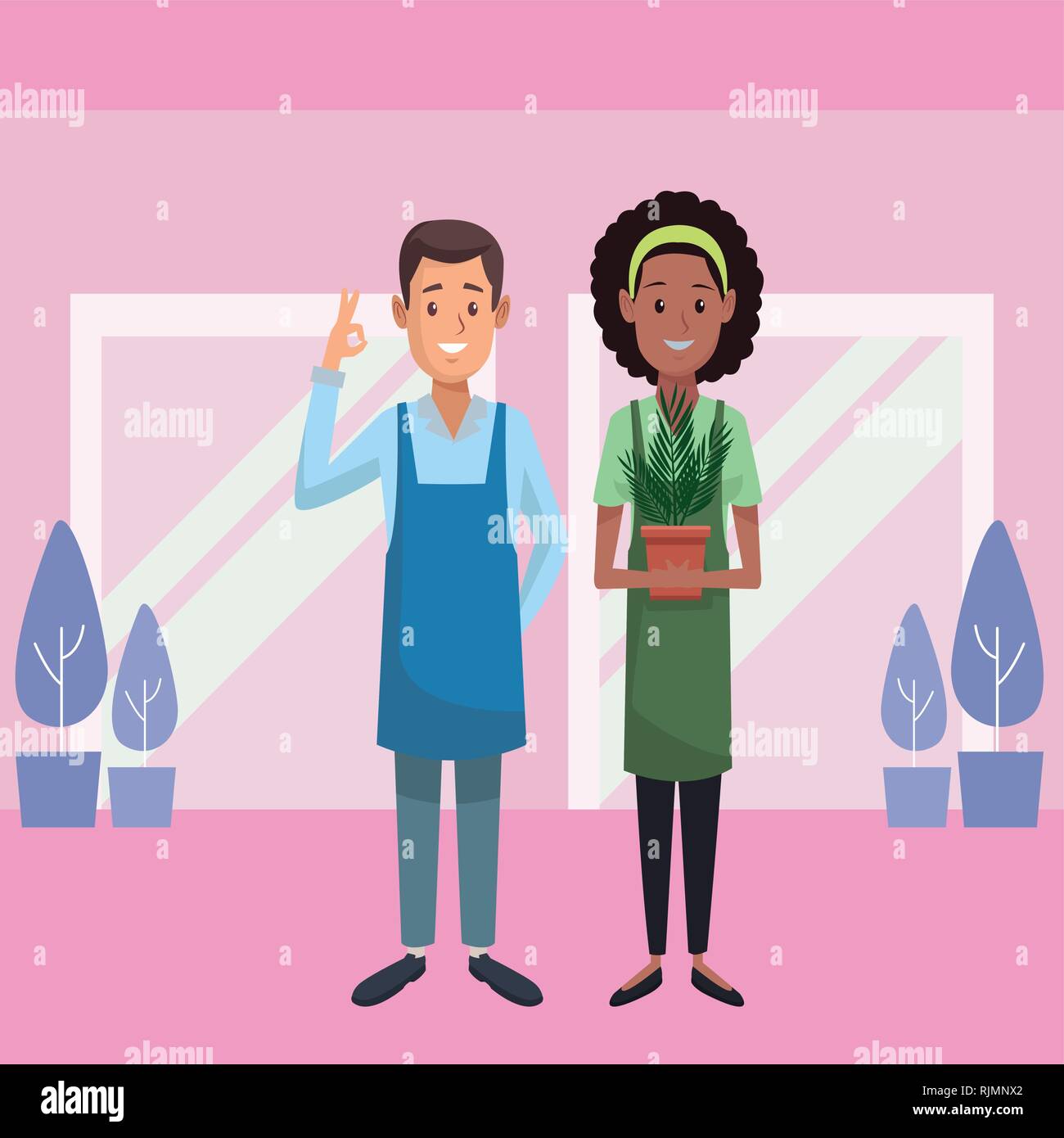 La fête du travail couple cartoon Illustration de Vecteur