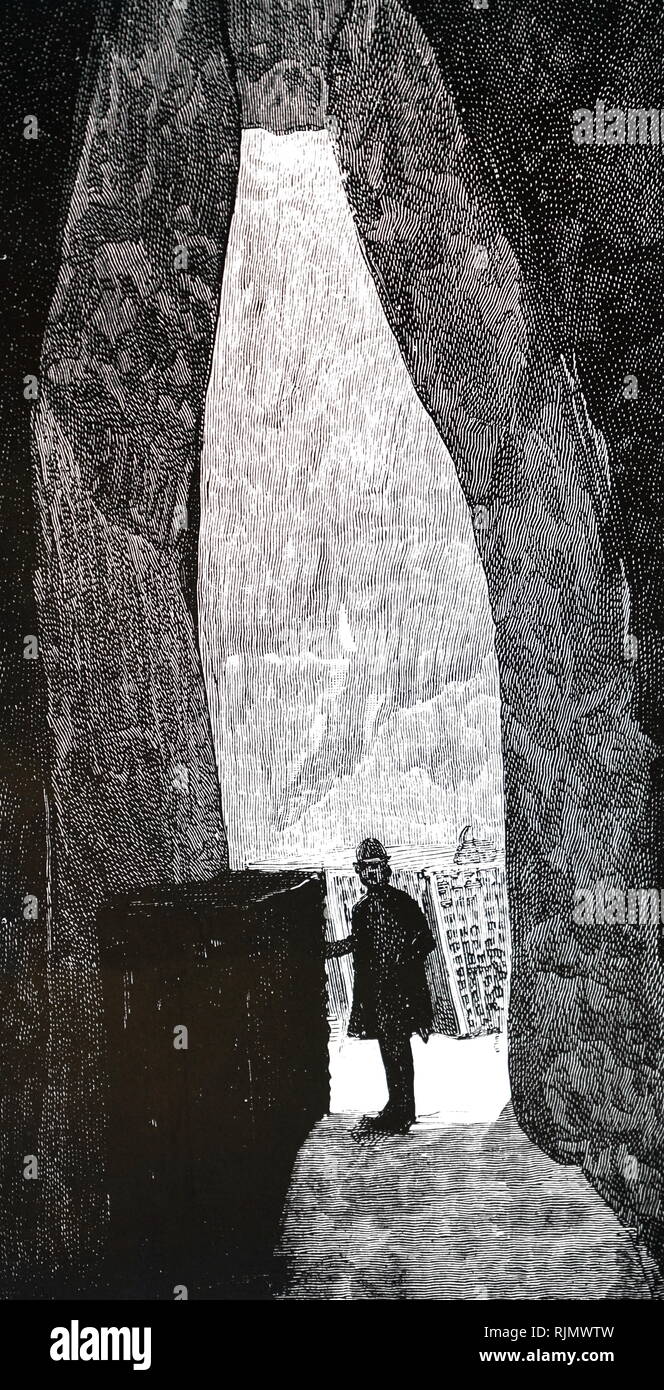Une gravure illustrant le champagne Pommery & Greno grottes, à Reims, en France. 1889 Banque D'Images