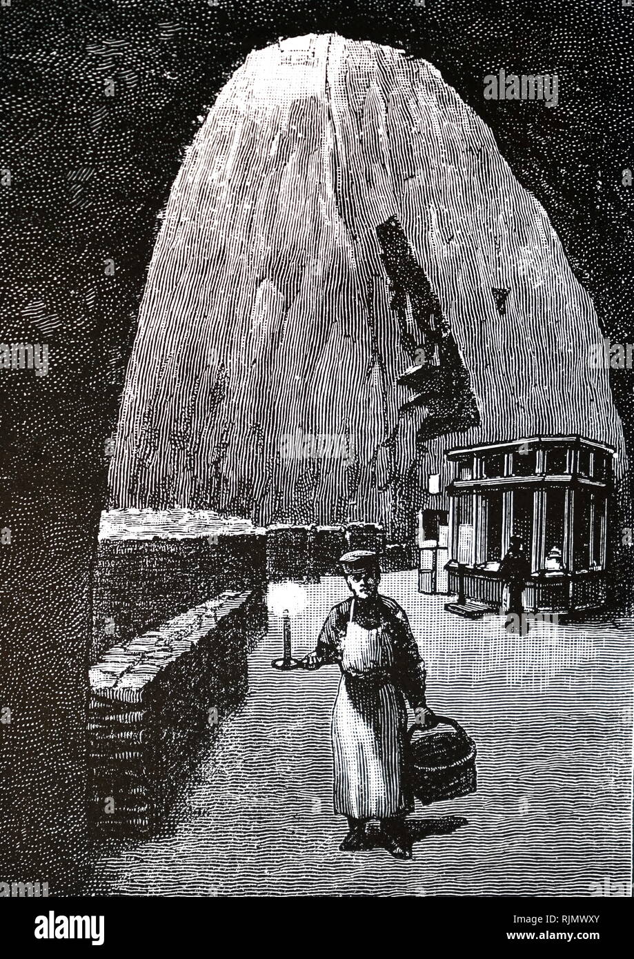 Une gravure illustrant le Champagne Pommery & Greno grottes, Reims. La France. 1889 Banque D'Images