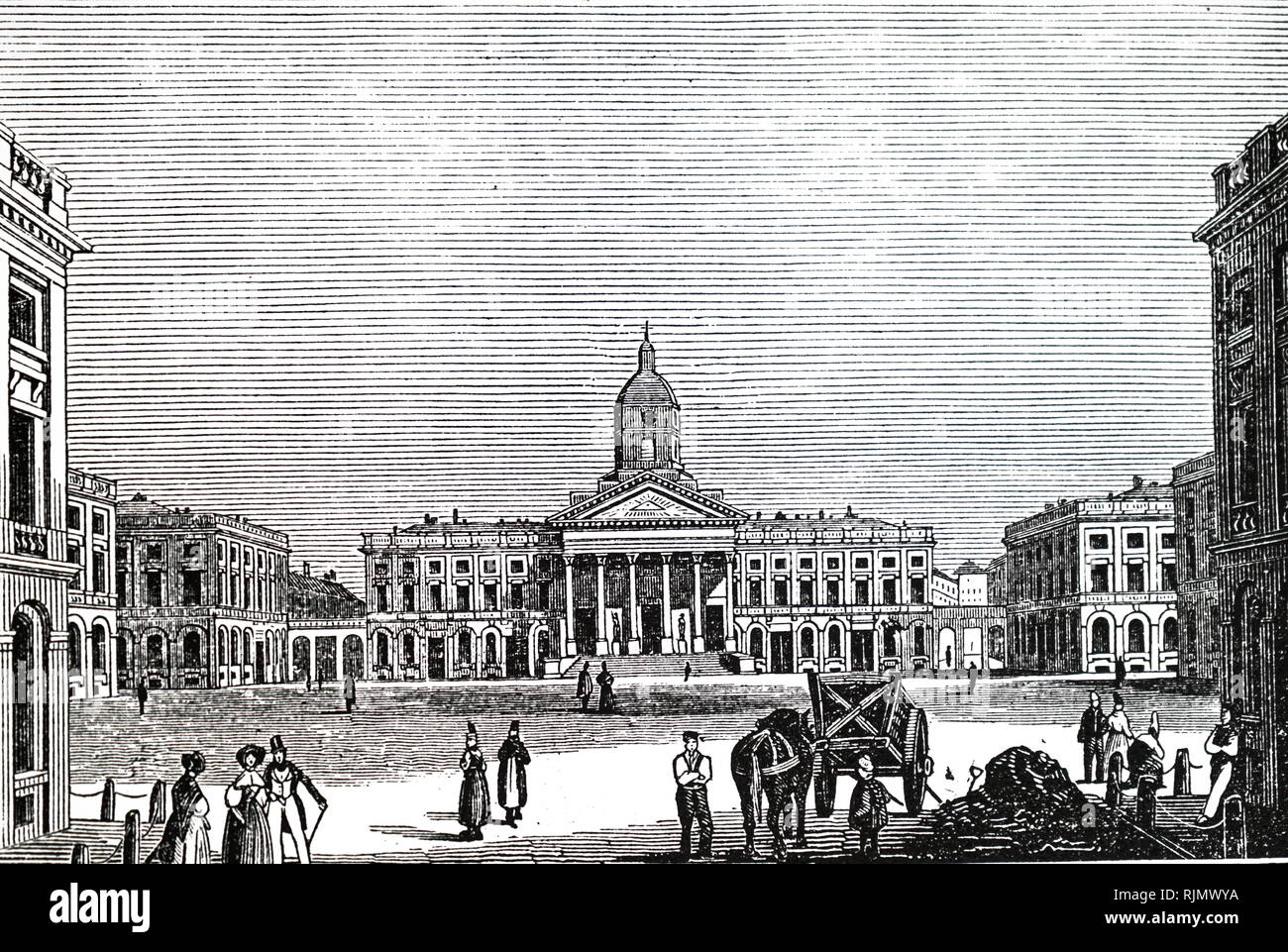 Une gravure représentant le Palais Royal de Bruxelles, Belgique 1835 Banque D'Images